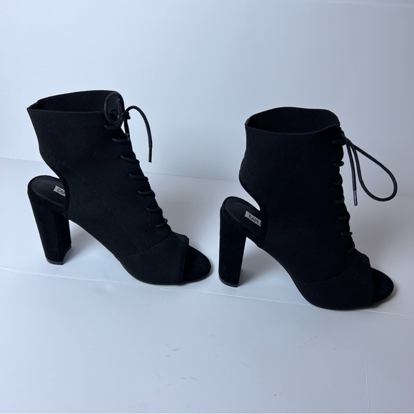 Cape Robbin Black Peep Toe Sock Chunky Heels - Knock Off Of Steve Madden Size 9 - Picture 6 of 7